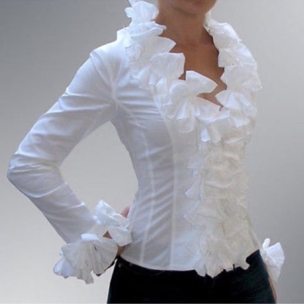 Anne Fontaine Kimmy ruffle bows zip blouse